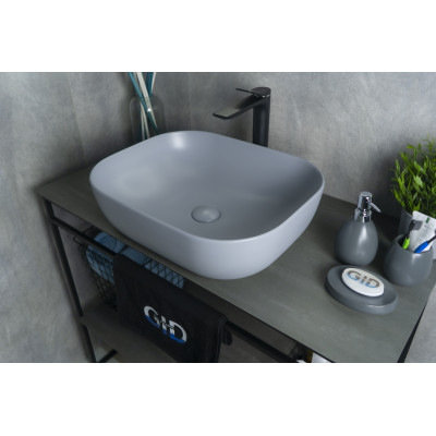 Раковина Gid Gm1302 53336 накладная серая матовая 50x40x14