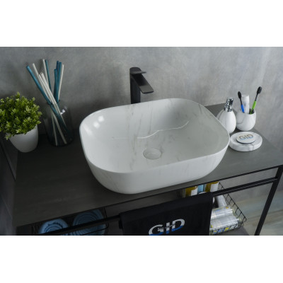 Раковина Gid K397D9 53322 накладная под камень глянцевая 50x40x14