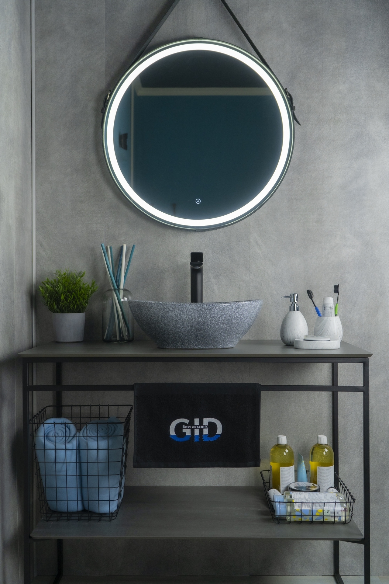 Раковина Gid Mnc331 54430 накладная под камень глянцевая 41x34x15