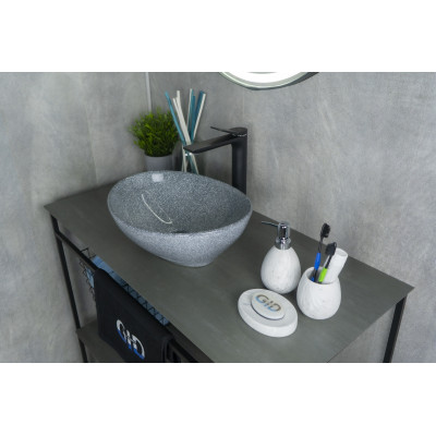 Раковина Gid Mnc331 54430 накладная под камень глянцевая 41x34x15