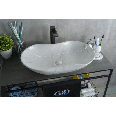 Раковина Gid Mnc503H012 54464 накладная под камень глянцевая 66.5x41x12