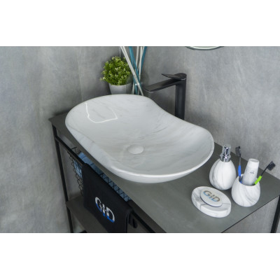 Раковина Gid Mnc503H012 54464 накладная под камень глянцевая 66.5x41x12