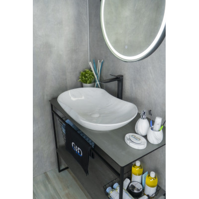 Раковина Gid Mnc503H012 54464 накладная под камень глянцевая 66.5x41x12