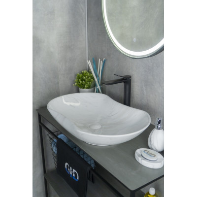 Раковина Gid Mnc503H012 54464 накладная под камень глянцевая 66.5x41x12