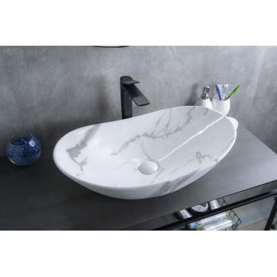 Раковина Gid Mnc811C 54478 накладная под камень глянцевая 61x37x15