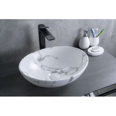 Раковина Gid Mnc138C 54473 накладная под камень глянцевая 41x34x15