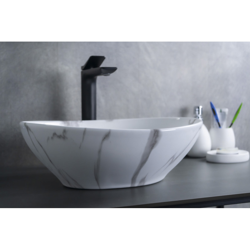 Раковина Gid Mnc138C 54473 накладная под камень глянцевая 41x34x15
