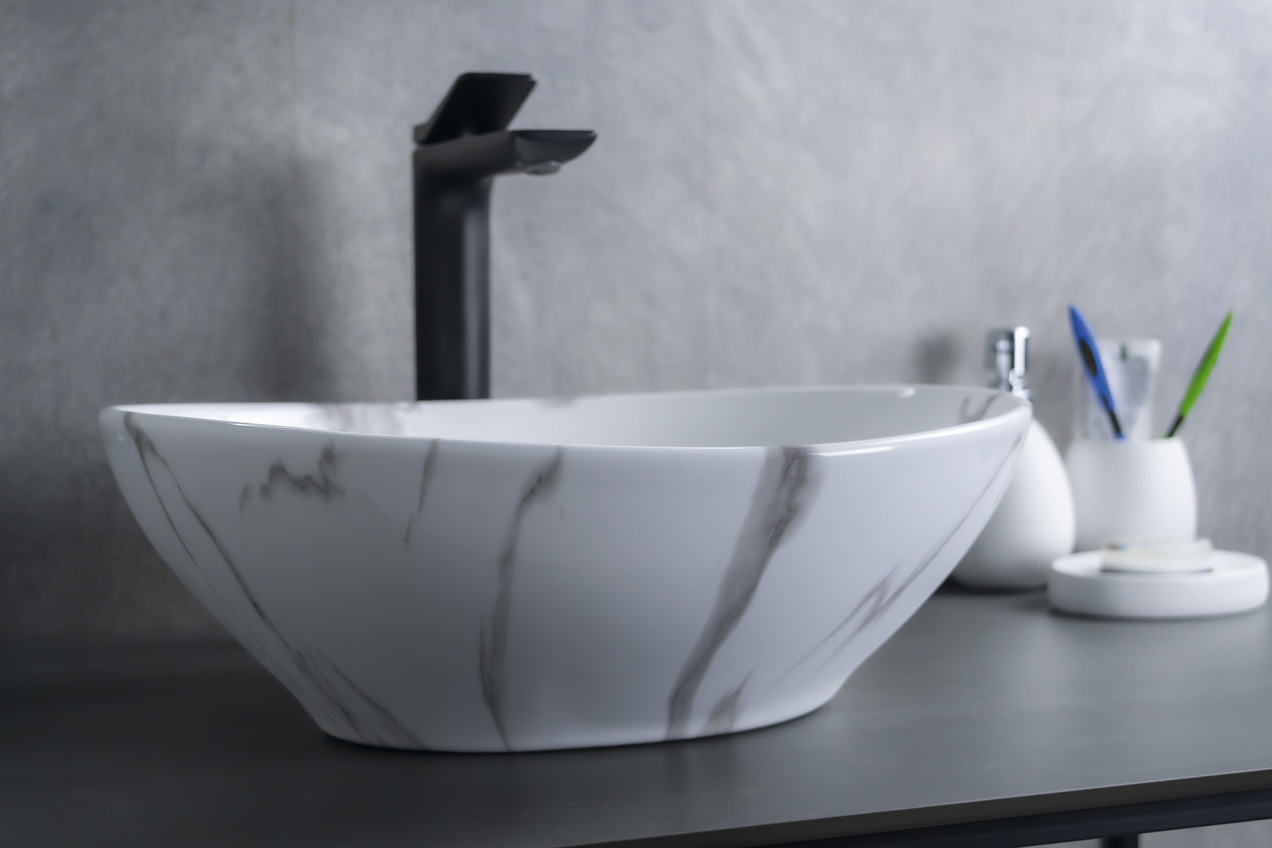 Раковина Gid Mnc138C 54473 накладная под камень глянцевая 41x34x15