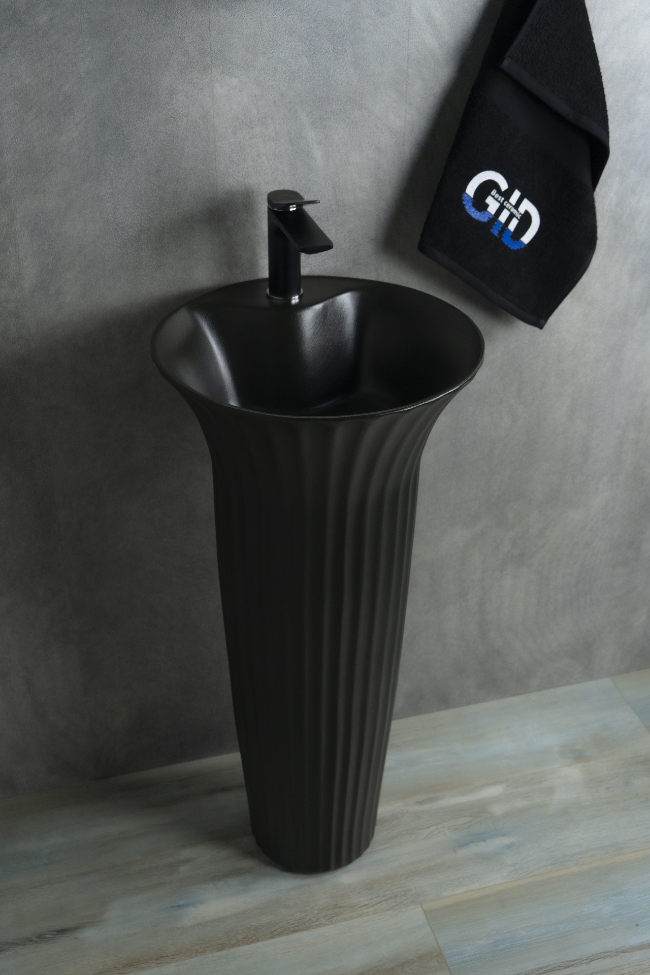 Раковина Gid Nb132bg 81114 накладная под черная  графит 41x41x84