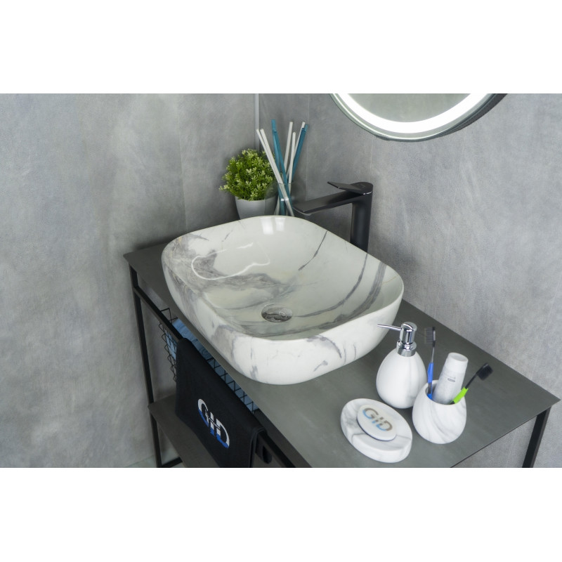 Раковина Gid K397G125 54402 накладная под камень глянцевая 50x40x14
