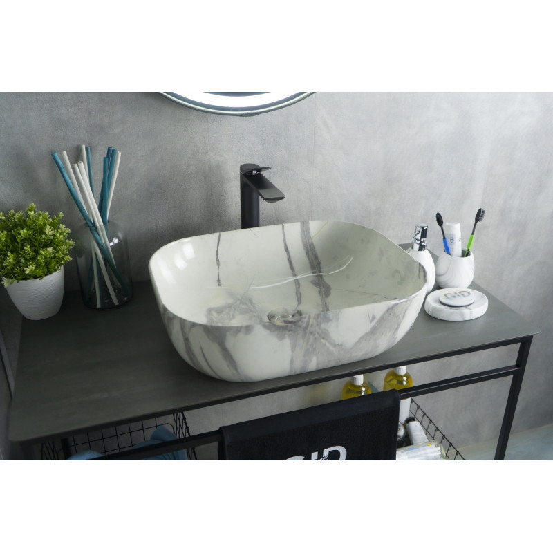 Раковина Gid K397G125 54402 накладная под камень глянцевая 50x40x14