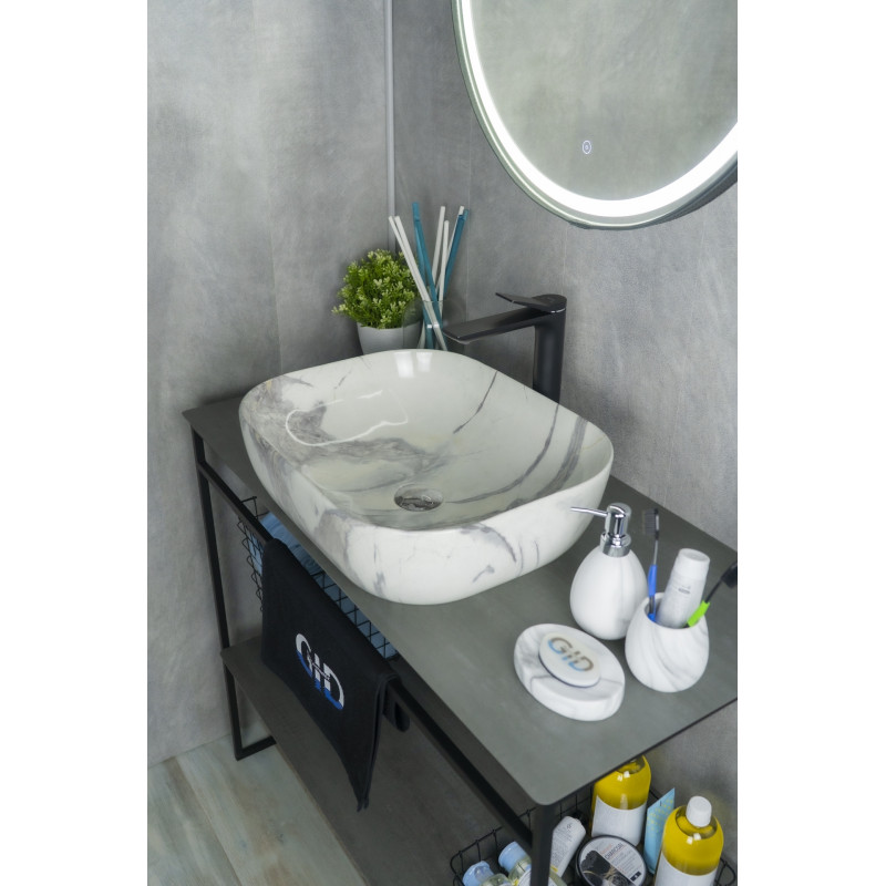 Раковина Gid K397G125 54402 накладная под камень глянцевая 50x40x14