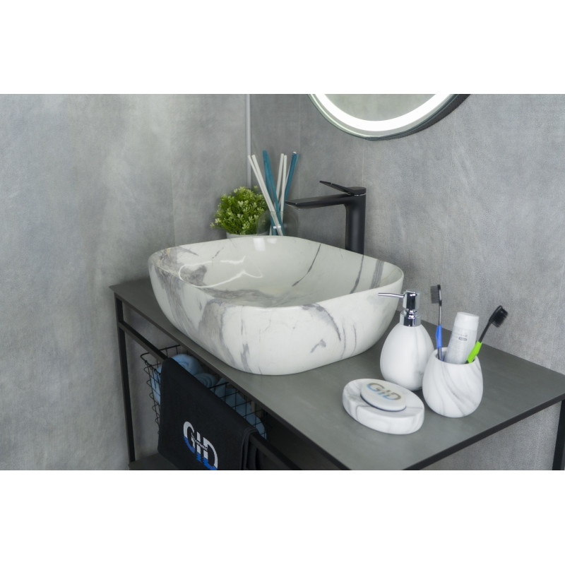Раковина Gid K397G125 54402 накладная под камень глянцевая 50x40x14