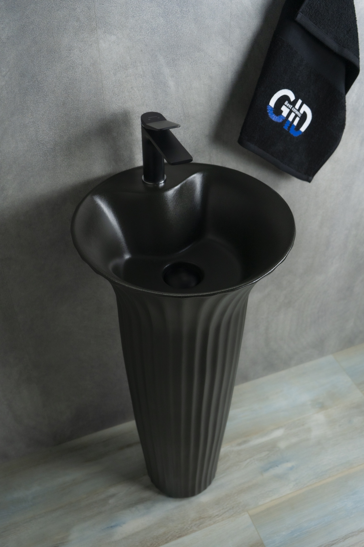 Раковина Gid Nb132bg 81114 накладная под черная  графит 41x41x84