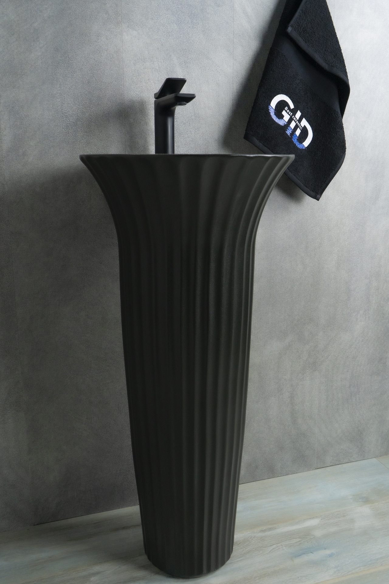 Раковина Gid Nb132bg 81114 накладная под черная  графит 41x41x84