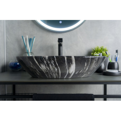 Раковина Gid Mnc206 54427 накладная под камень глянцевая 59x39x13