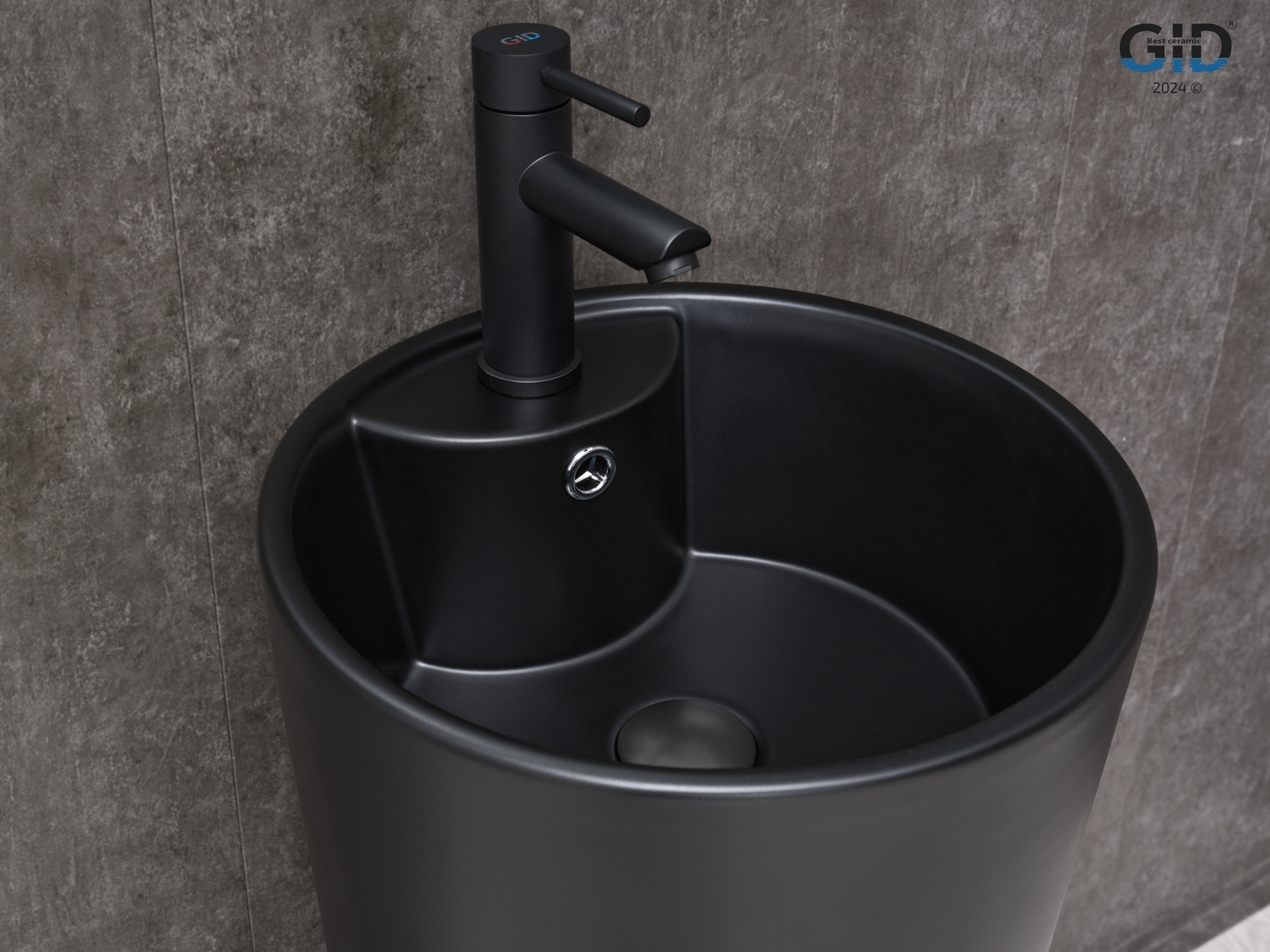 Раковина Gid Nb131bm 81120 напольная черная матовая 40x40x84