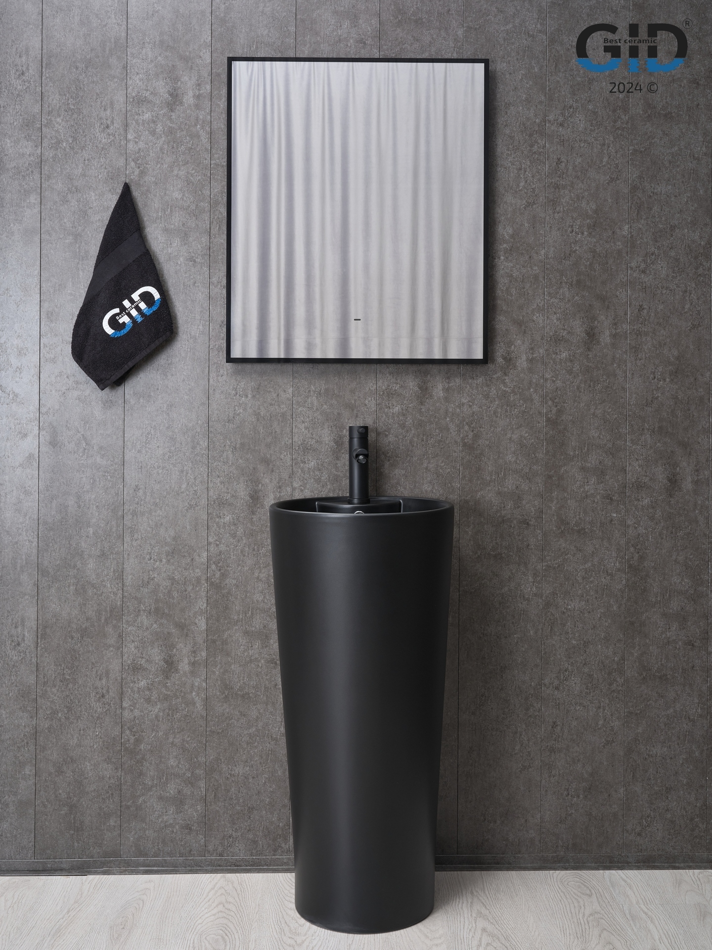 Раковина Gid Nb131bm 81120 напольная черная матовая 40x40x84