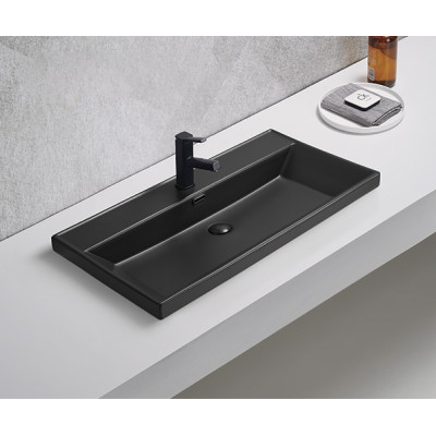 Раковина Gid Bm5580s 72206 встраиваемая сверху черная матовая 81x46.5x15