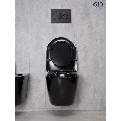 Унитаз подвесной Gid Tr2198-18 62204Y черная глянцевая 49x36x35.5