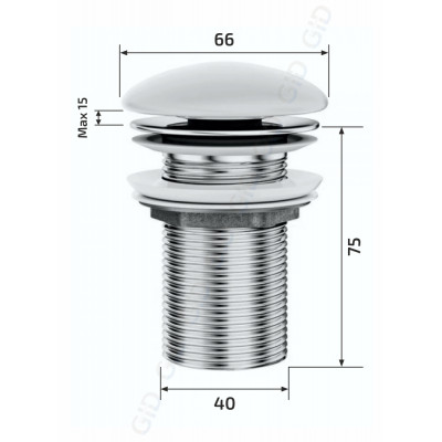 Донный клапан Gid без перелива Bl100 72201K черный глянцевый 7x7x10
