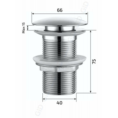 Донный клапан Gid без перелива G-55BM 76602K черный матовый 7x7x10