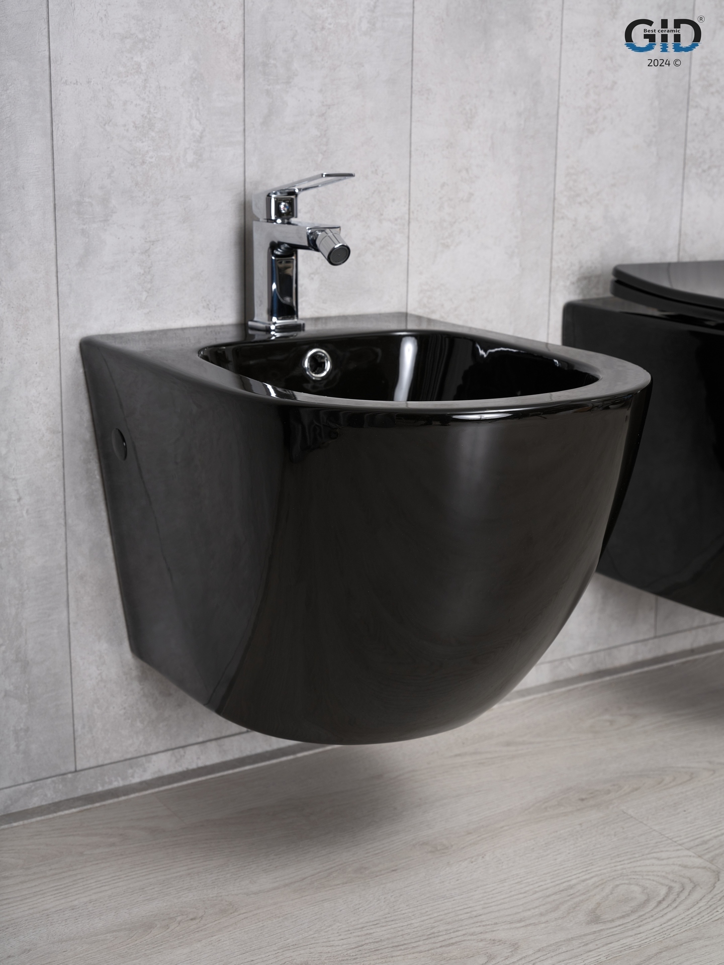 Биде подвесное Gid BDP-96BL 21102 черная глянцевая 48x37x32.5