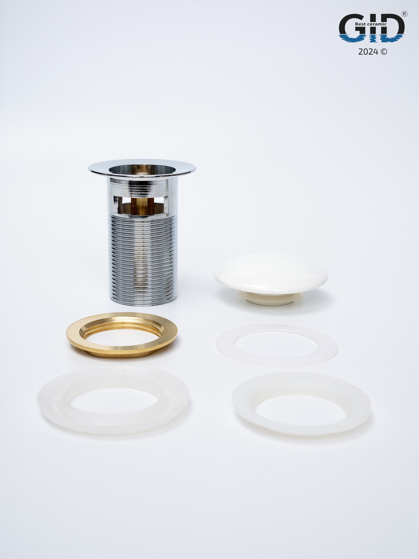 Донный клапан Gid с переливом Wh100-1 71102K белый 7x7x10