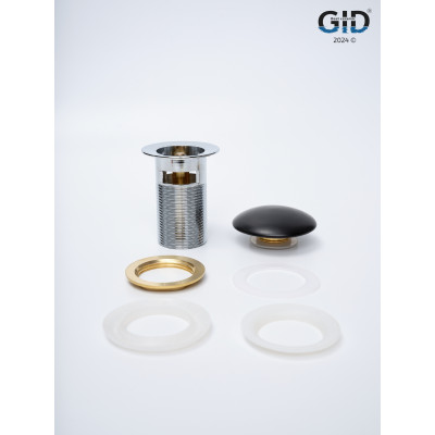 Донный клапан Gid  с переливом Blm100-1 74407K черный матовый 7x7x10