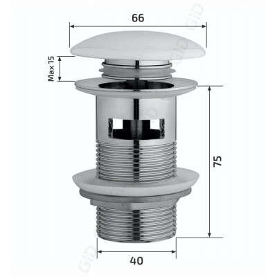 Донный клапан Gid  с переливом Blm100-1 74407K черный матовый 7x7x10