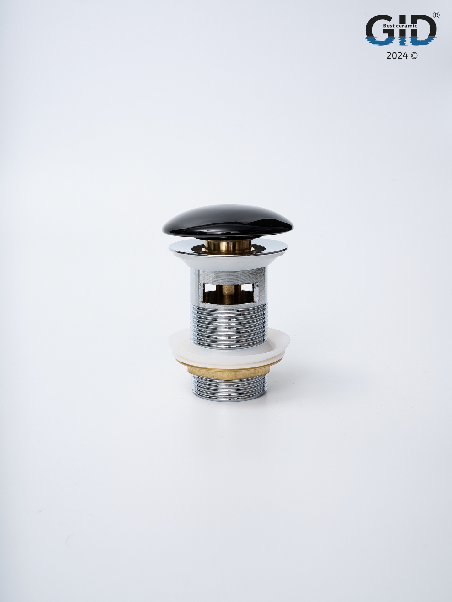 Донный клапан Gid  с переливом Bl100-1 72202K черный глянцевый 7x7x10