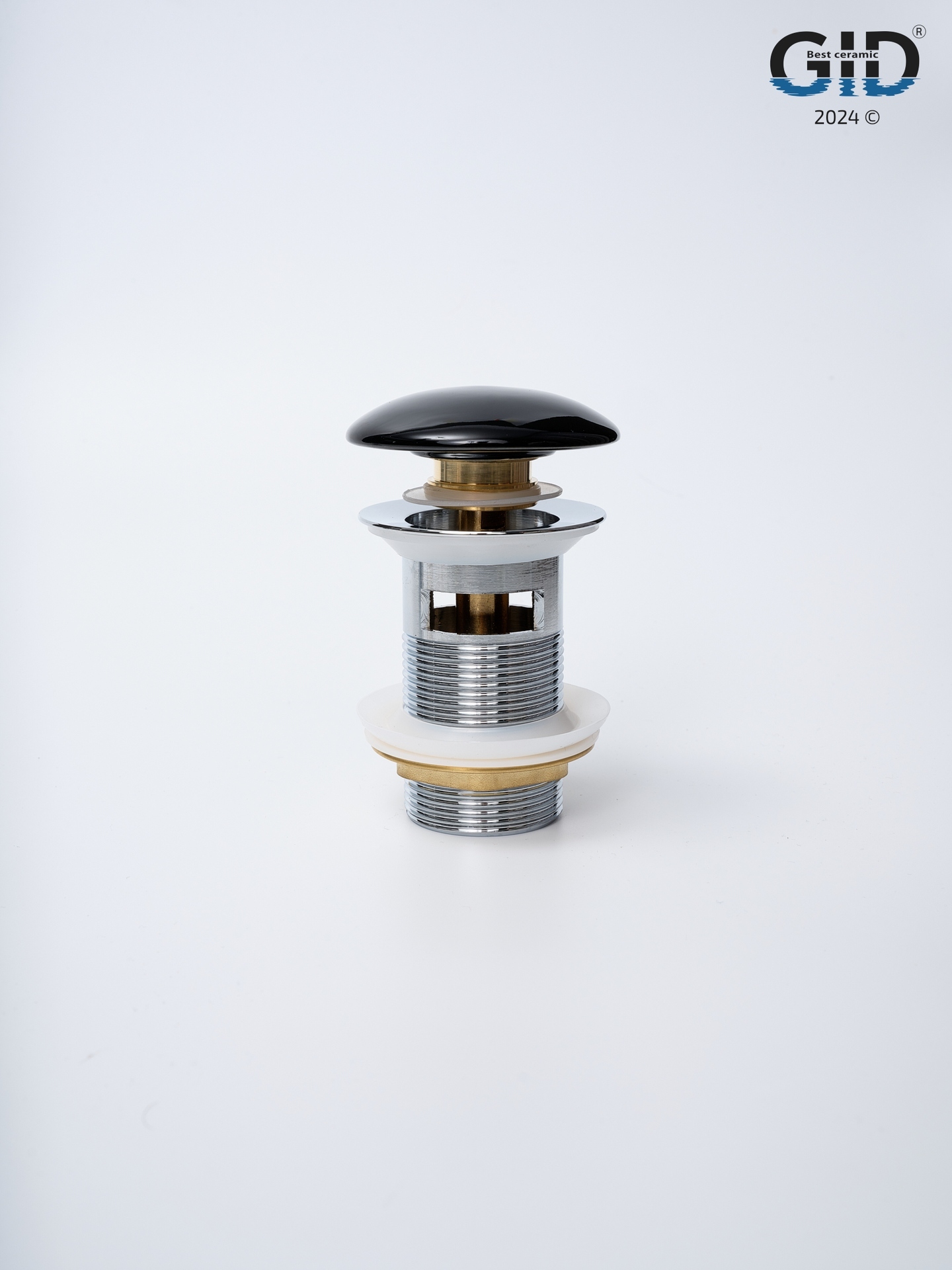 Донный клапан Gid  с переливом Bl100-1 72202K черный глянцевый 7x7x10