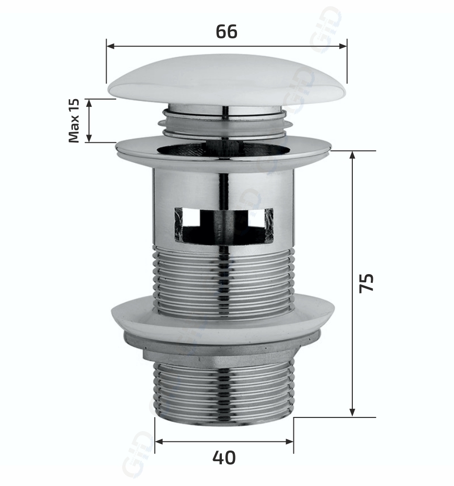 Донный клапан Gid  с переливом Bl100-1 72202K черный глянцевый 7x7x10