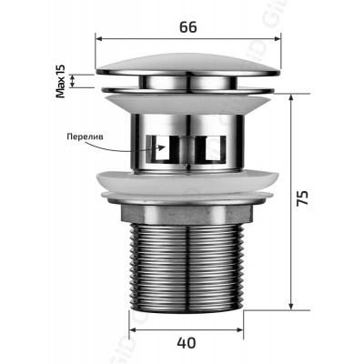 Донный клапан Gid  с переливом Ch100-1 73303K хром 7x7x10