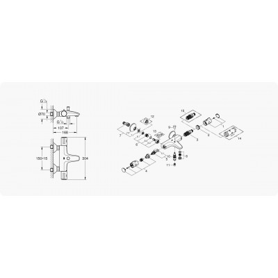 Термостат для ванны, Grohtherm 800, Grohe
