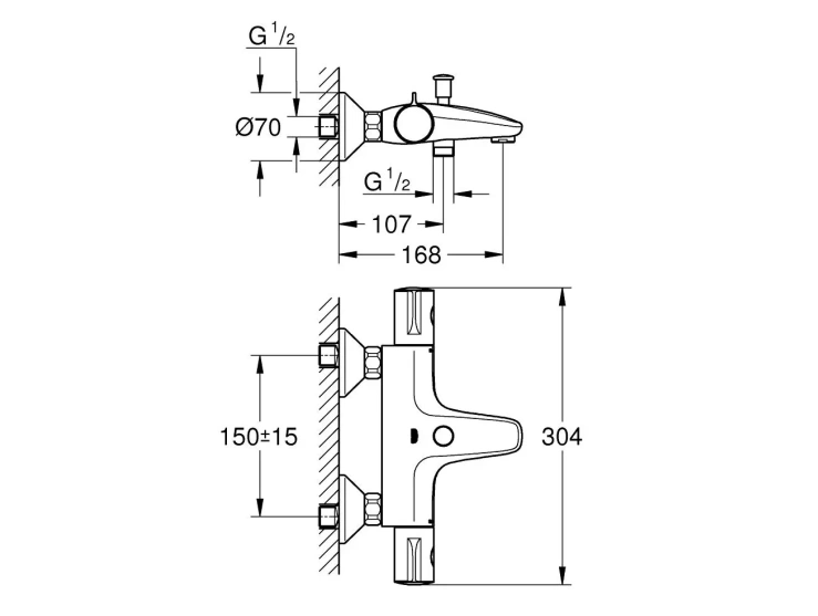 Термостат для ванны, Grohtherm 800, Grohe