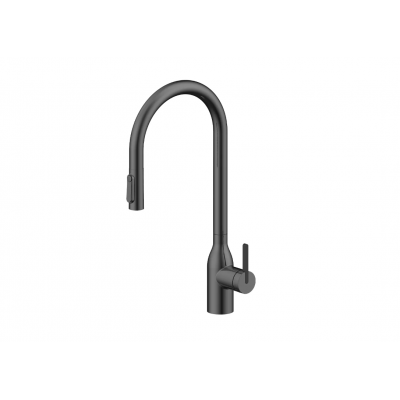 Смеситель Paulmark UNIVERSAL Metallum с подключением к фильтру для воды, с вытяжным шлангом, Вороненая сталь