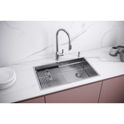 Смеситель Paulmark UNIVERSAL Metallum с подключением к фильтру для воды, с вытяжным шлангом, Хром