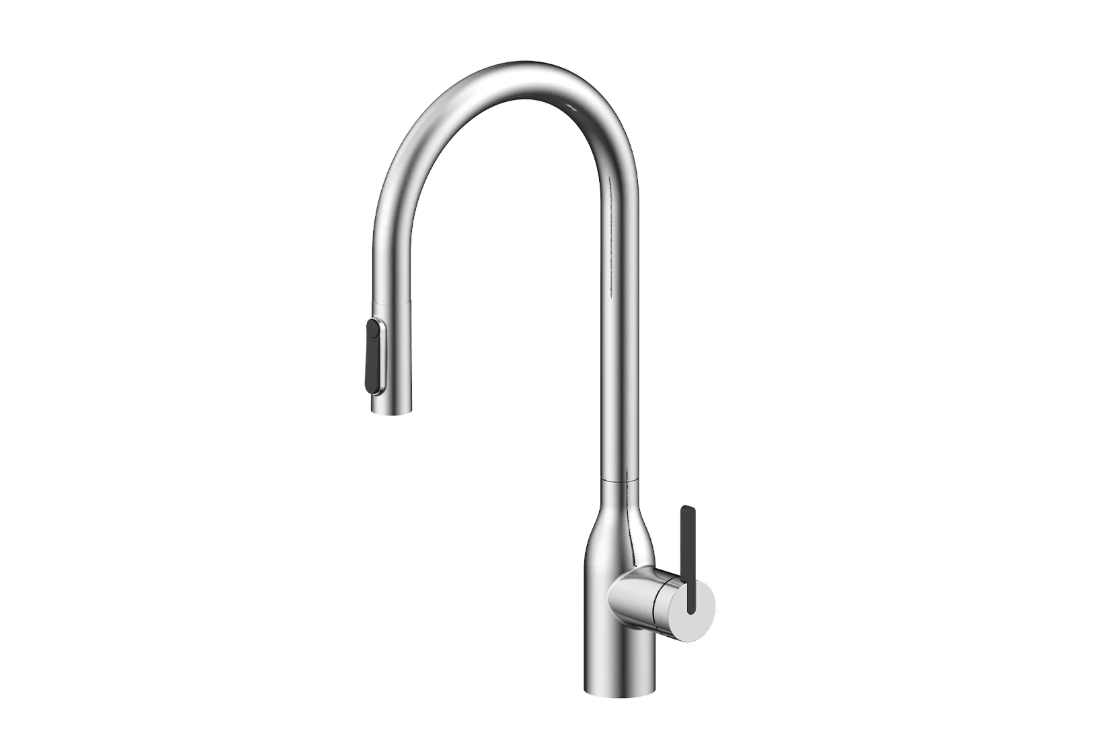 Смеситель Paulmark UNIVERSAL Metallum с подключением к фильтру для воды, с вытяжным шлангом, Брашированная сталь