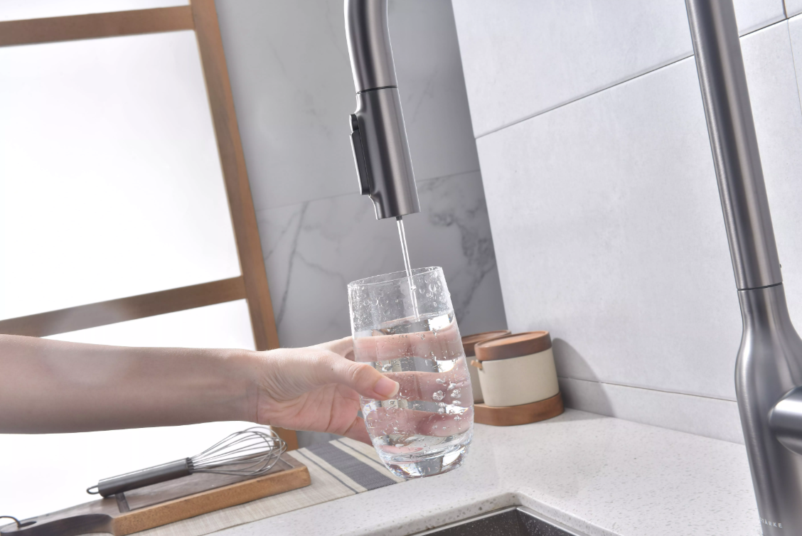 Смеситель Paulmark UNIVERSAL Basis с подключением к фильтру для воды, с вытяжным шлангом, Антрацит