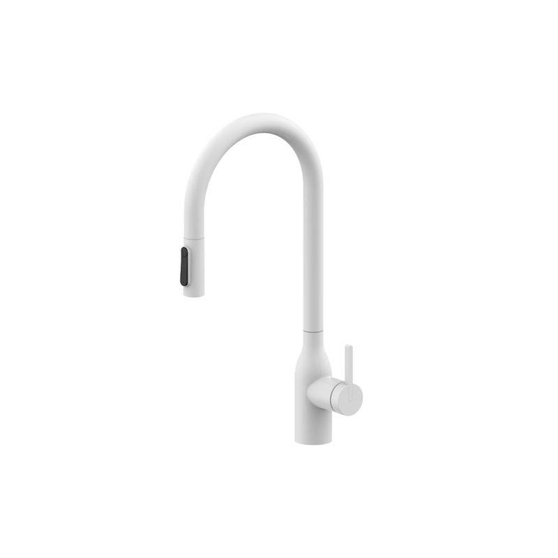 Смеситель Paulmark UNIVERSAL Basis с подключением к фильтру для воды, с вытяжным шлангом, Белый матовый