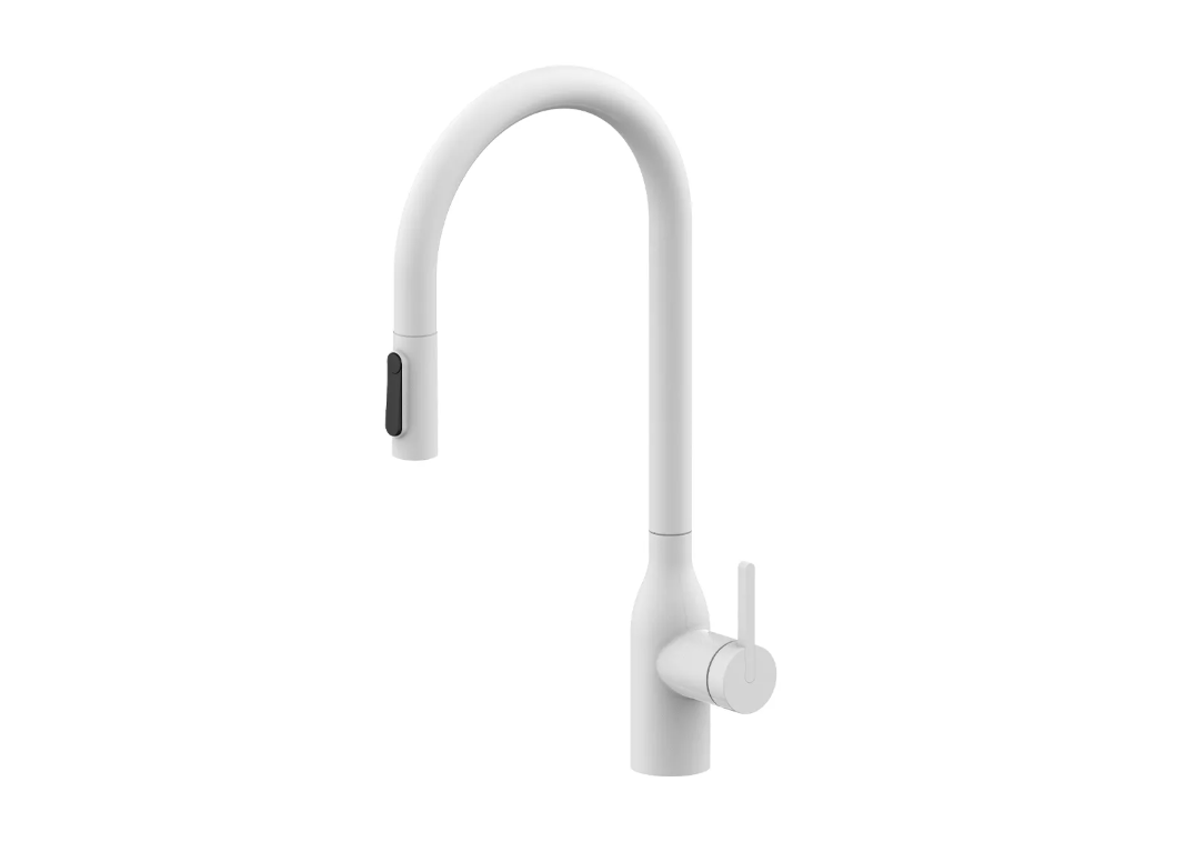Смеситель Paulmark UNIVERSAL Basis с подключением к фильтру для воды, с вытяжным шлангом, Белый матовый