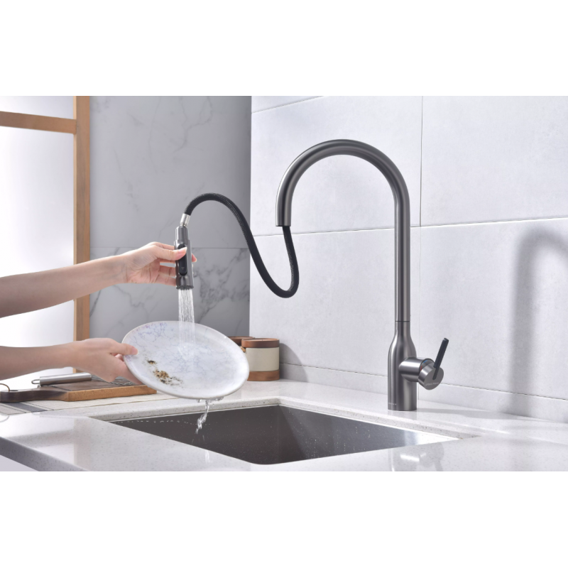 Смеситель Paulmark UNIVERSAL Basis с подключением к фильтру для воды, с вытяжным шлангом, Белый матовый