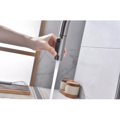 Смеситель Paulmark UNIVERSAL Basis с подключением к фильтру для воды, с вытяжным шлангом, Белый матовый