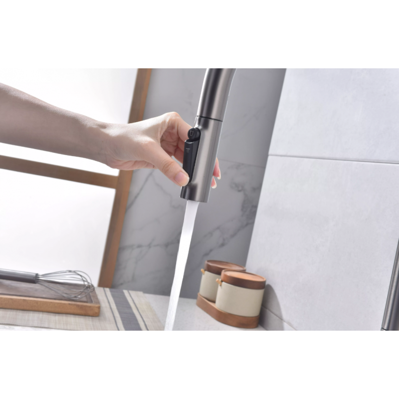 Смеситель Paulmark UNIVERSAL Basis с подключением к фильтру для воды, с вытяжным шлангом, Белый матовый