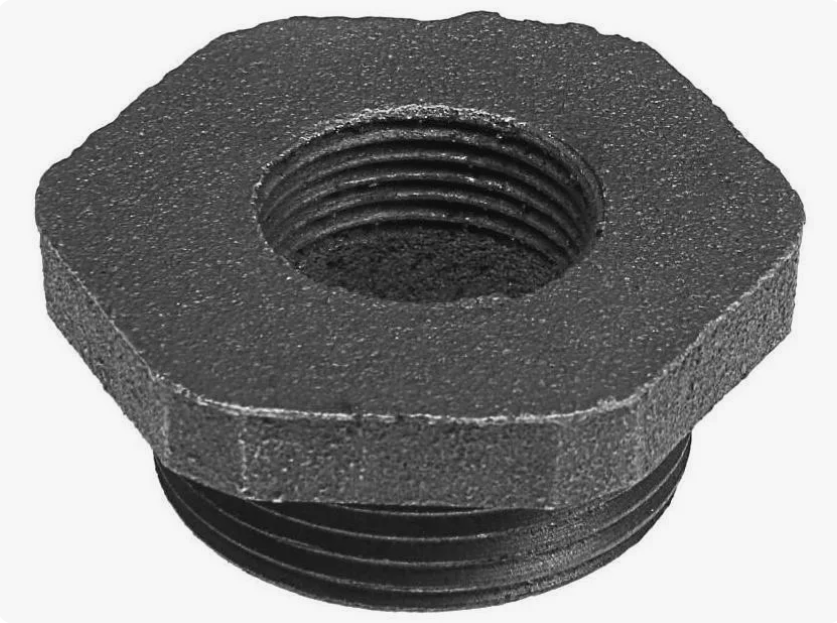 Заглушка (пробка) проходная 1 1/4"x3/4" левая резьба для чугунных радиаторов