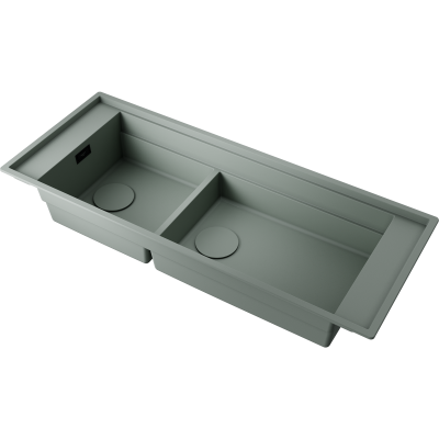 Мойка 1140x460 с двумя чашами Omoikiri Sintesi Pro 114-2-U/I WG Artceramic, wind green