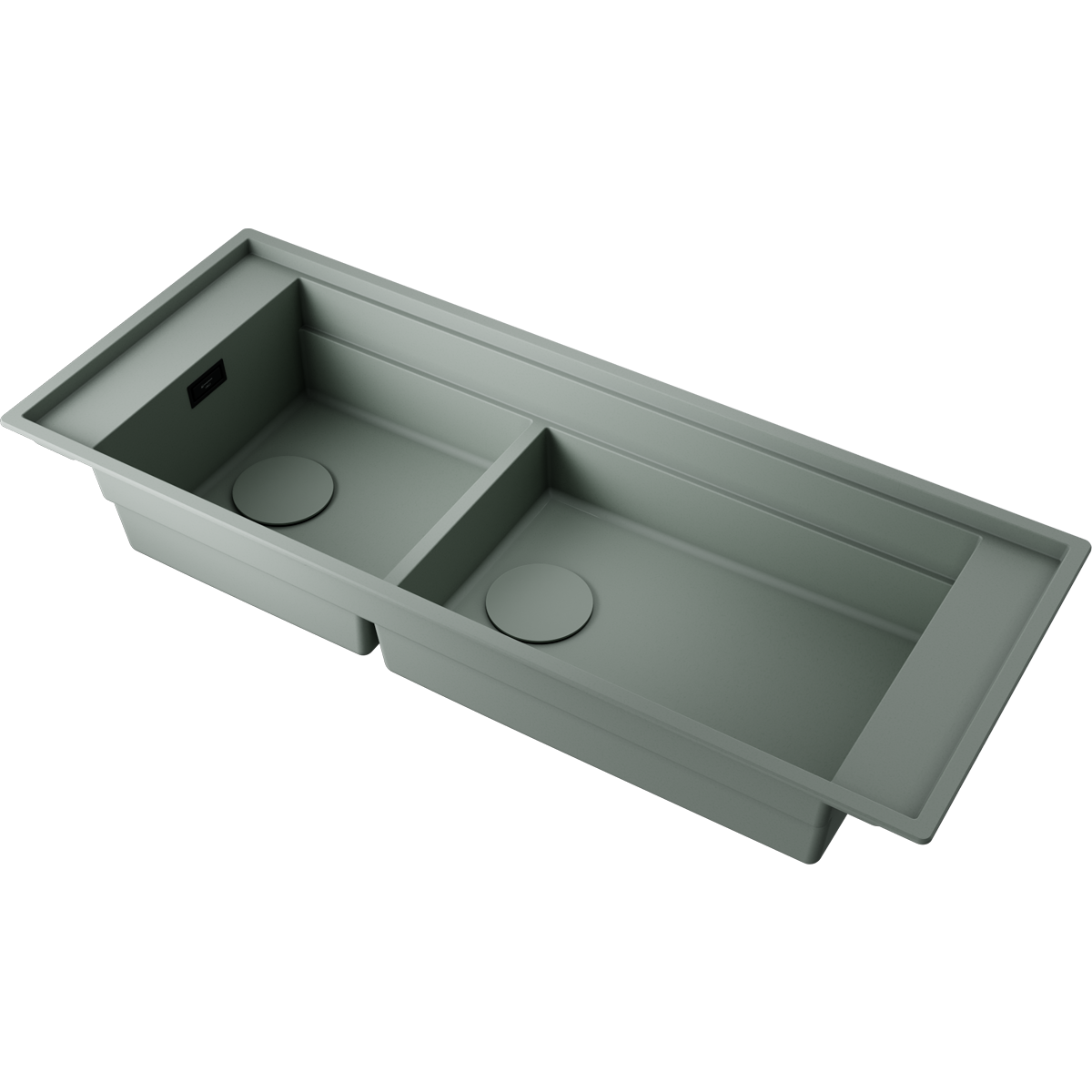 Мойка 1140x460 с двумя чашами Omoikiri Sintesi Pro 114-2-U/I WG Artceramic, wind green