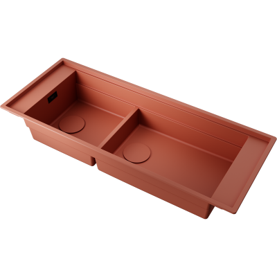 Мойка 1140x460 с двумя чашами Omoikiri Sintesi Pro 114-2-U/I CN Artceramic, canyon
