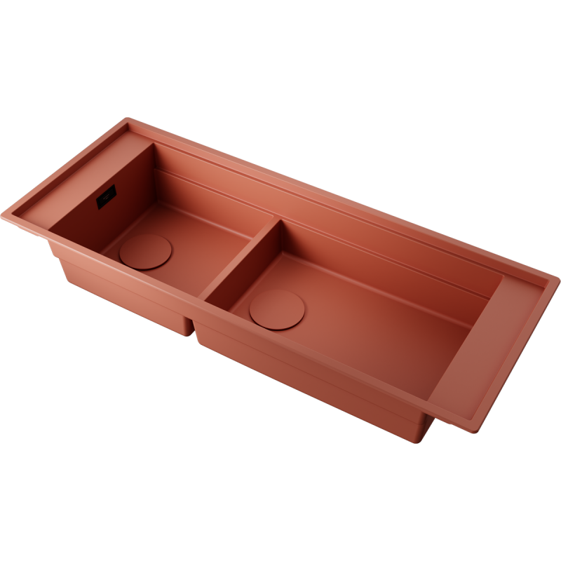Мойка 1140x460 с двумя чашами Omoikiri Sintesi Pro 114-2-U/I CN Artceramic, canyon